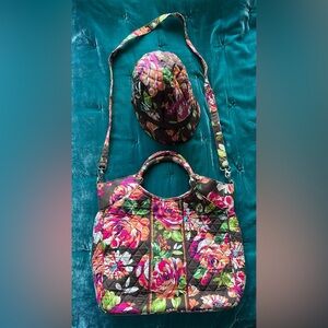 Vera Bradley Lot of Two Matching Quilted hat and purse handbag